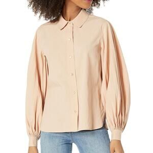 Rebecca Taylor Shirt Women's XS Rose Pink Collared Balloon Sleeve Top